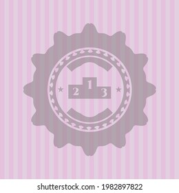 podium icon inside retro style pink emblem. Flat design. 