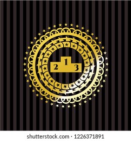 podium icon inside shiny emblem