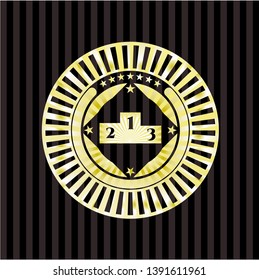 podium icon inside shiny emblem