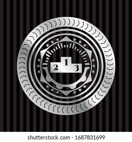 podium icon inside silver badge