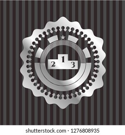podium icon inside silver emblem