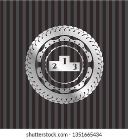 podium icon inside silver emblem