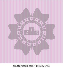podium icon inside vintage pink emblem