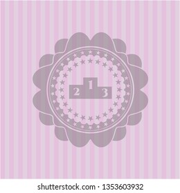 podium icon inside vintage pink emblem