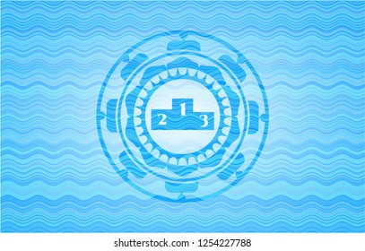 podium icon inside water representation emblem background.
