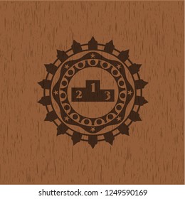 podium icon inside wood emblem. Vintage.