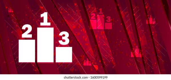 Podium icon isolated on Abstract design bright red banner background