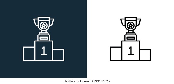 ícone de pódio isolado em cores brancas e pretas. podium outline ícone vetor linear da coleção de estratégia e gerenciamento para aplicativos móveis, web e ui.