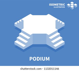 Podium icon. Isometric template for web design in flat 3D style. Vector illustration.
