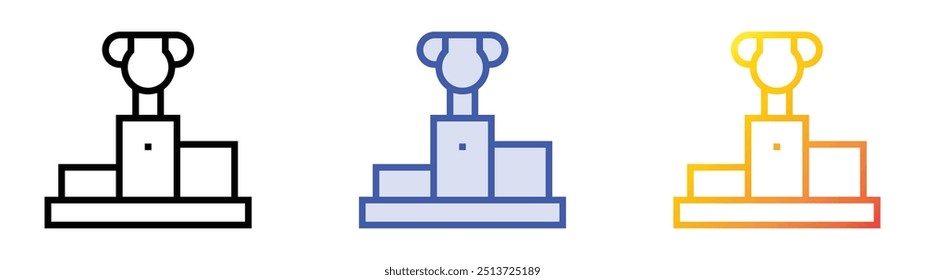 podium icon. Linear, Blue Fill and Gradient Style Design Isolated On White Background