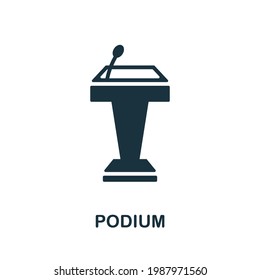 Podiumsymbol. Einfarbiges Element aus der Präsentations-Kollektion. Kreatives Podium-Symbol für Webdesign, Vorlagen, Infografiken und mehr