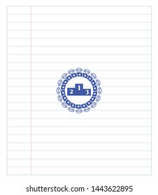 podium icon pen draw. Blue ink. Vector Illustration. Detailed.