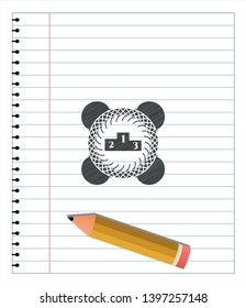 podium icon with pencil strokes. Vector Illustration. Detailed.
