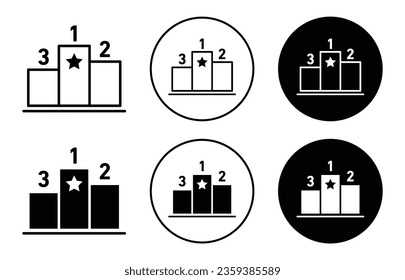 Podium icon. Ranking level from 1,2,3 position on pedestal stage on sport championship tournament symbol. First second and third achievement stand in contest ceremony vector. Gold Medal victory sign