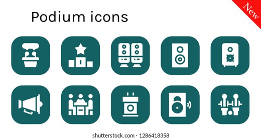  podium icon set. 10 filled podium icons. Simple modern icons about  - Presentation, Podium, Speaker, Conference, Tribune, Table football