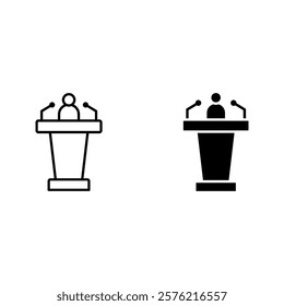 podium icon set color editable on white background