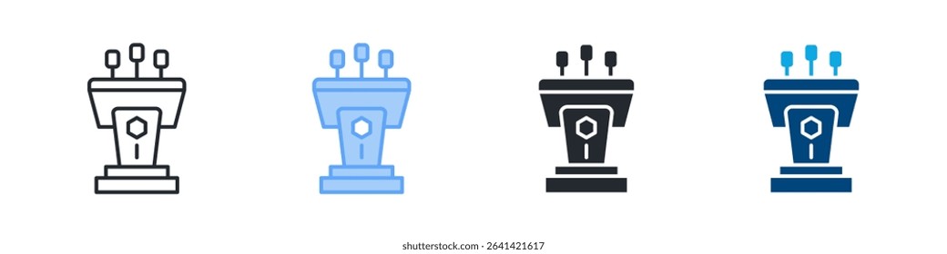 Podium Icon Set Multiple Style. Design In Outline, Blue, Glyph, Dualtone