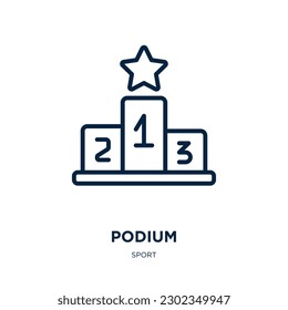 podium icon from sport collection. Thin linear podium, competition, victory outline icon isolated on white background. Line vector podium sign, symbol for web and mobile
