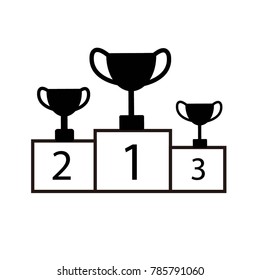 Podium icon. Stand element. Competition symbol. Championsip sign. Victory symbol. Contest concept.  Challenge sign. Platform icon. Flat design. Vector Illustration.