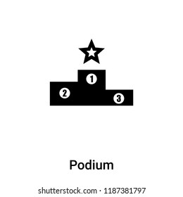 Podium icon vector isolated on white background, logo concept of Podium sign on transparent background, filled black symbol