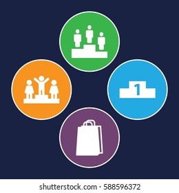 podium icons set. Set of 4 podium filled icons such as ranking