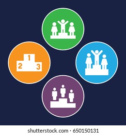 Podium icons set. set of 4 podium filled icons such as