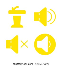 podium icons set with presentation podium with a microphone and speaker vector set