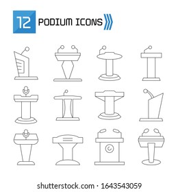 podium icons set thin line vector design