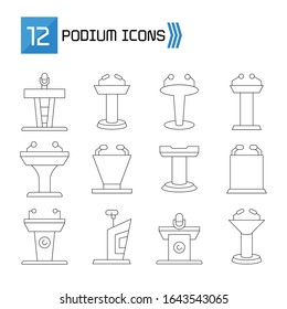 podium icons set thin line vector design