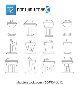 podium icons set thin line vector design
