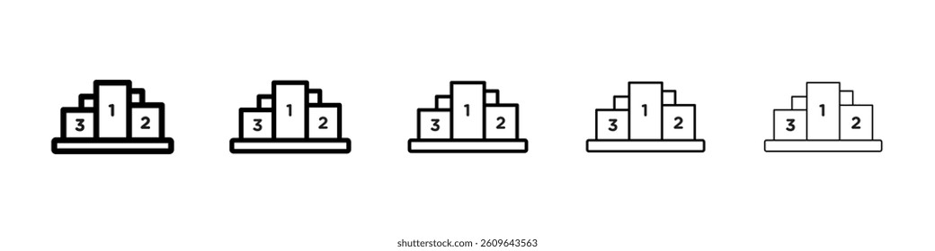 Podium icons vectors set in different stroke lines