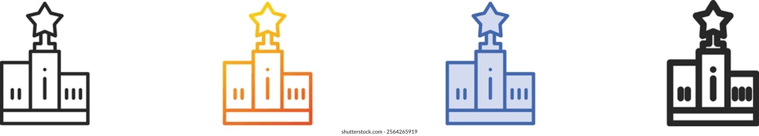 podium icon.Thin Linear, Gradient, Blue Stroke and bold Style Design Isolated On White Background