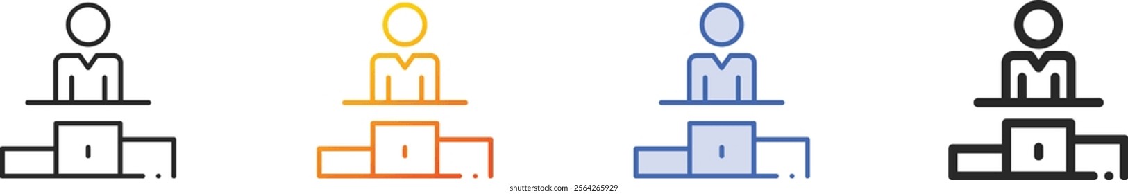 podium icon.Thin Linear, Gradient, Blue Stroke and bold Style Design Isolated On White Background