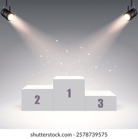 Podium illuminated by searchlights illustration