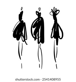 Podium ink black colour contour brush fashion girl woman set of abstract podium vector girls women dress clip-art illustration