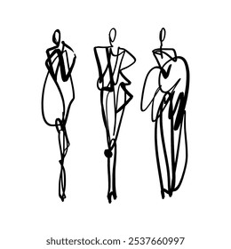 Escova de tinta de pódio moda menina conjunto preto abstrato vetor clipart ilustração