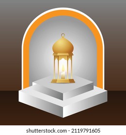Ein Podium mit einer Laterne mitten im Tor. Ideal für Grußkarten, Social Media, Web etc.