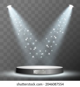 Podium. light effect. vector illustration.	
