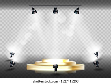 Podium with light. Scene with spotlights on a transparent background