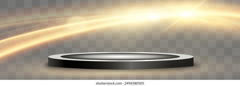 
Podium with lighting effect. Pedestal for presentation. Stage illuminated with light effect.