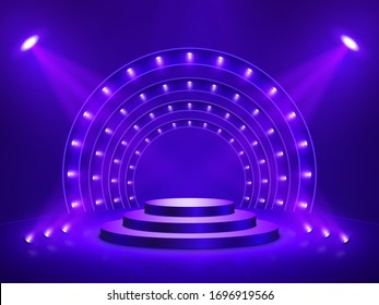 Podium with lighting. Stage, Podium, Scene for Award Ceremony. Vector illustration - Shutterstock ID 1696919566