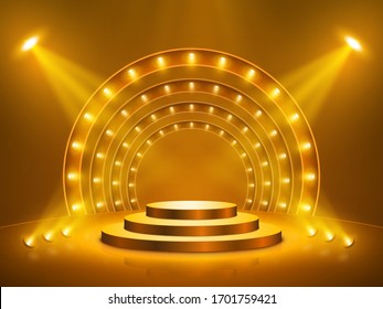 Podium with lighting. Stage, Podium, Scene for Award Ceremony. Vector illustration