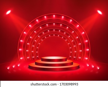 Podium with lighting. Stage, Podium, Scene for Award Ceremony. Vector illustration - Shutterstock ID 1703098993