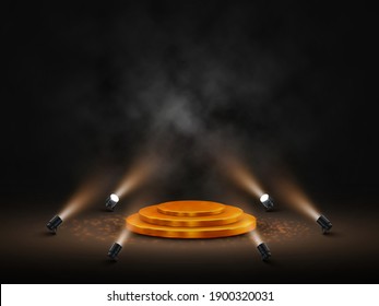 Podium with lighting. Stage, Podium, Scene for Award Ceremony with spotlights. Vector illustration