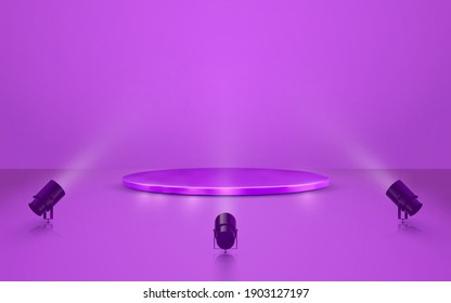 Podium with lighting. Stage, Podium, Scene for Award Ceremony with spotlights. Vector illustration