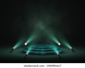 Podium with lighting. Stage, Podium, Scene for Award Ceremony with spotlights. Vector illustration