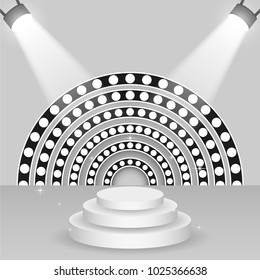 Podium and lighting. Vector illustration