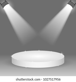 Podium and lighting. Vector illustration