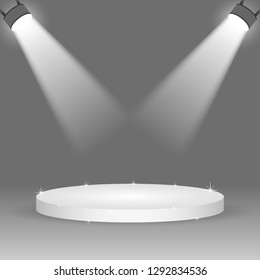Podium and lighting. Vector illustration
