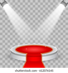 Podium and lighting. Vector illustration